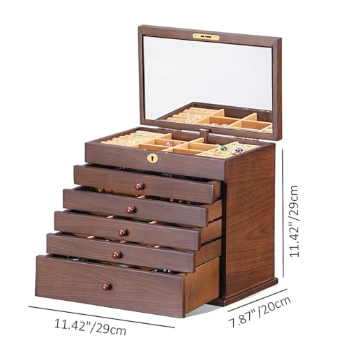 Classic Walnut-Finish Wooden Jewelry Box — view 6