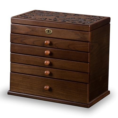 Classic Walnut-Finish Wooden Jewelry Box