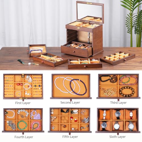 Classic Walnut-Finish Wooden Jewelry Box — view 5