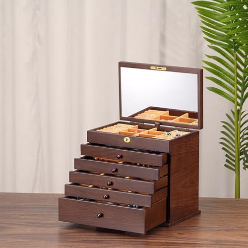Classic Walnut-Finish Wooden Jewelry Box — view 3