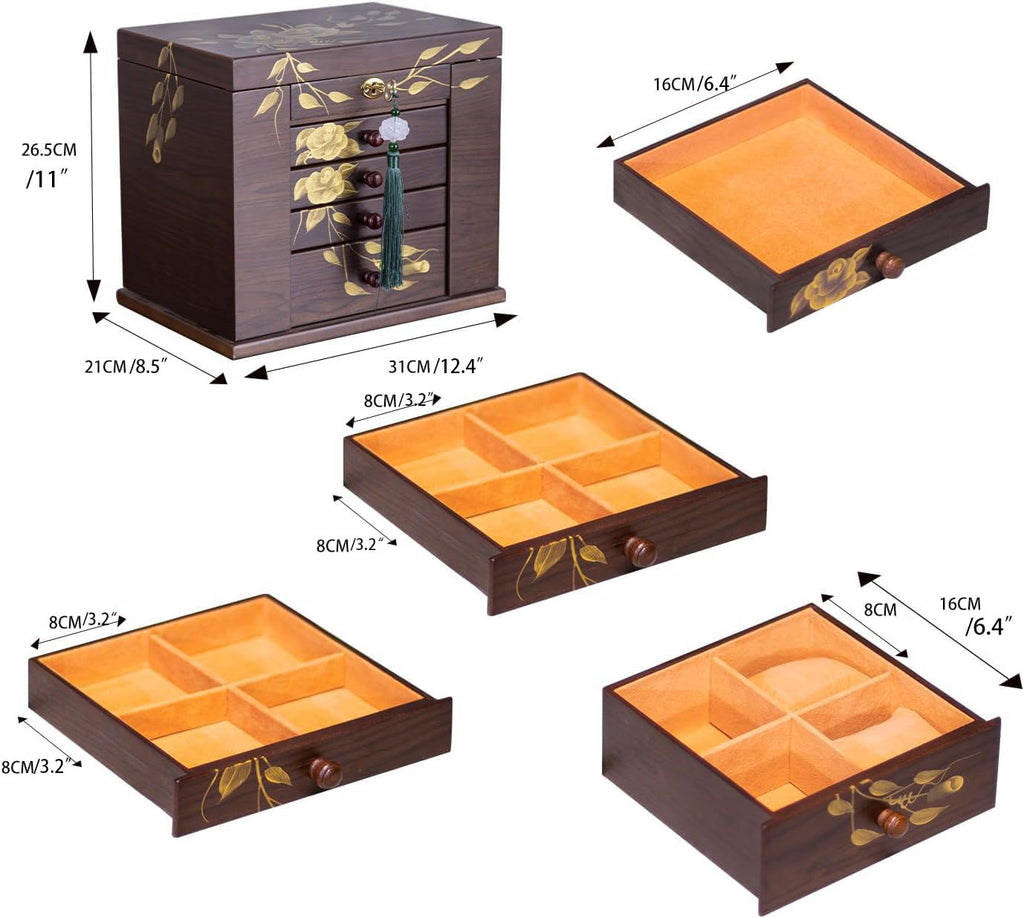 Classic Floral Wooden Jewelry Organizer — view 3