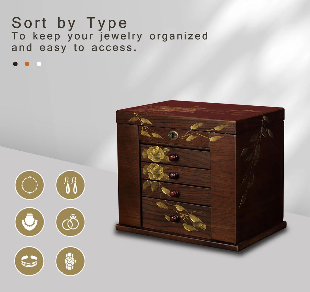 Classic Floral Wooden Jewelry Organizer — view 6