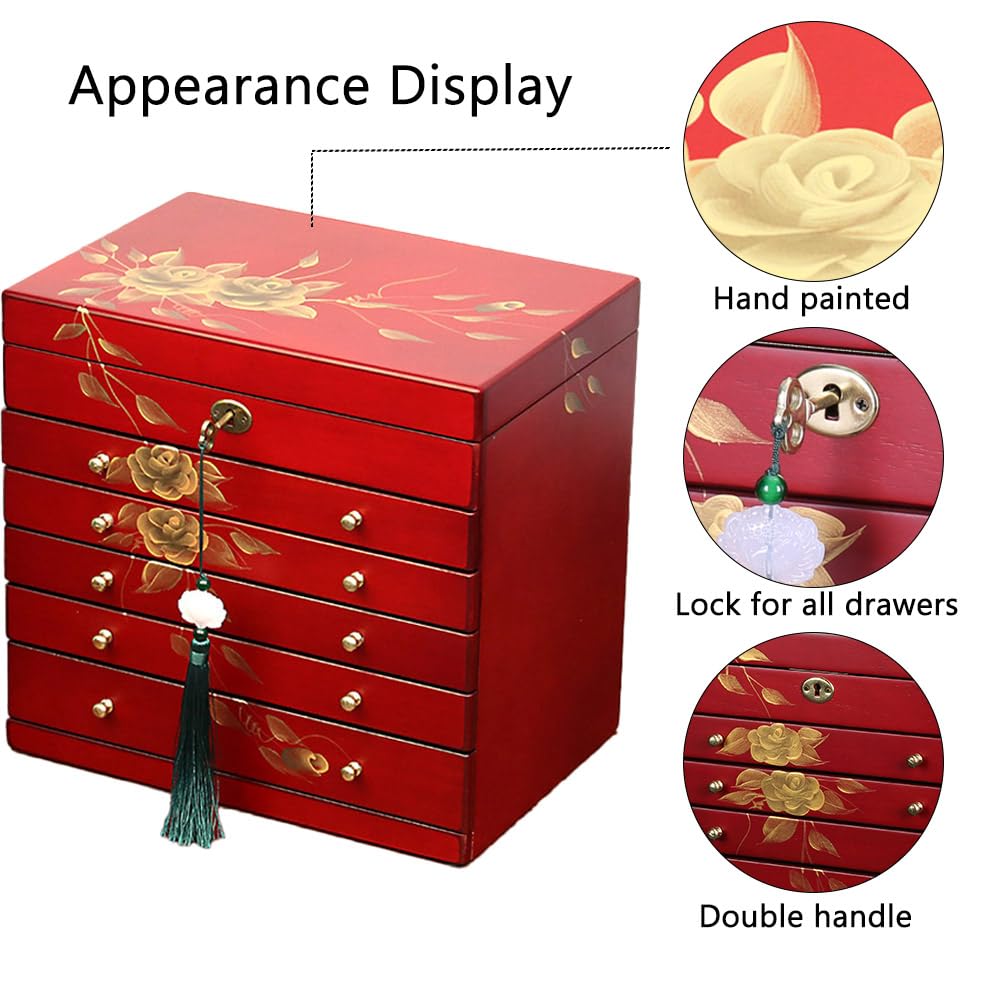 Red Rose Hand-Painted Wooden Jewelry Box — view 4