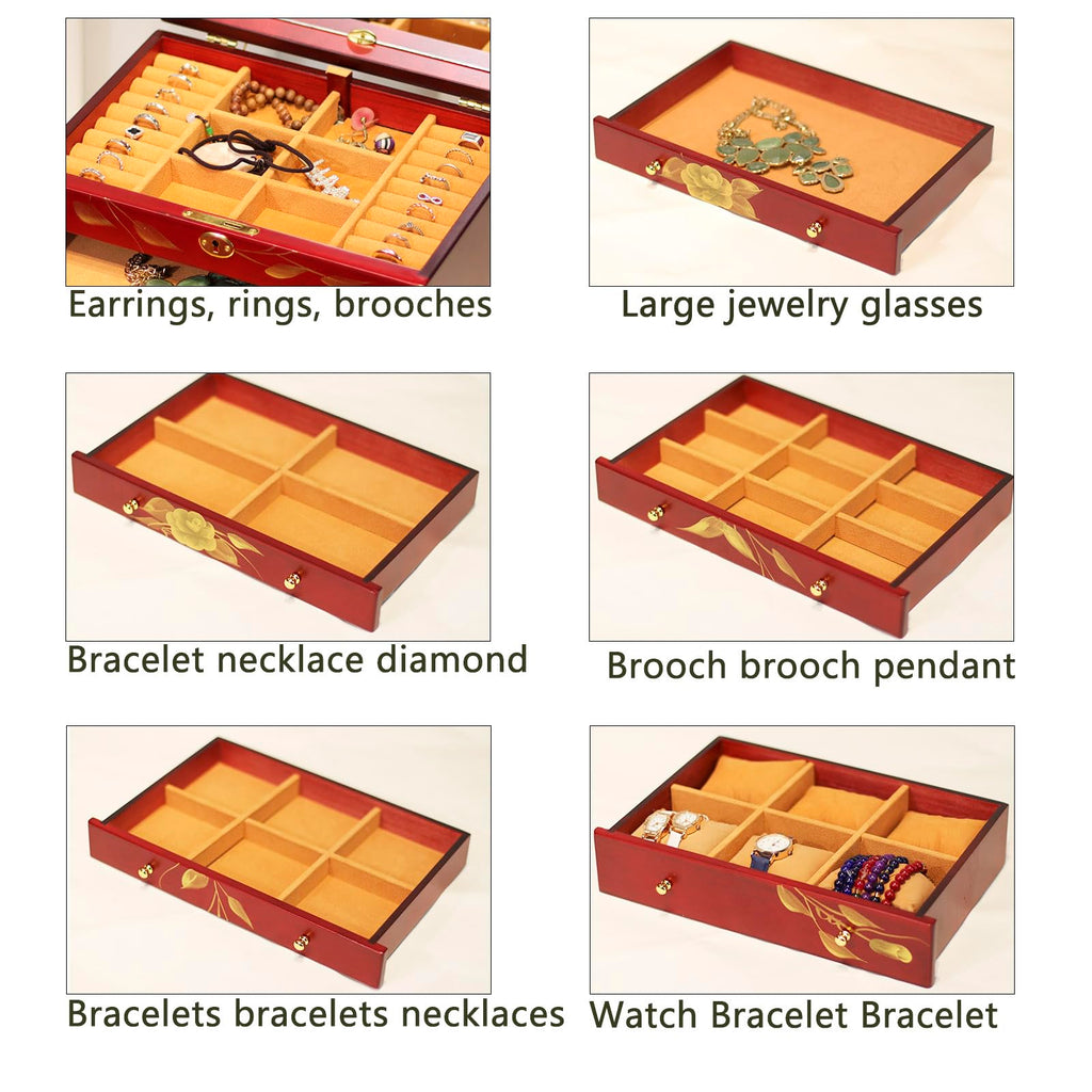 Red Rose Hand-Painted Wooden Jewelry Box — view 6