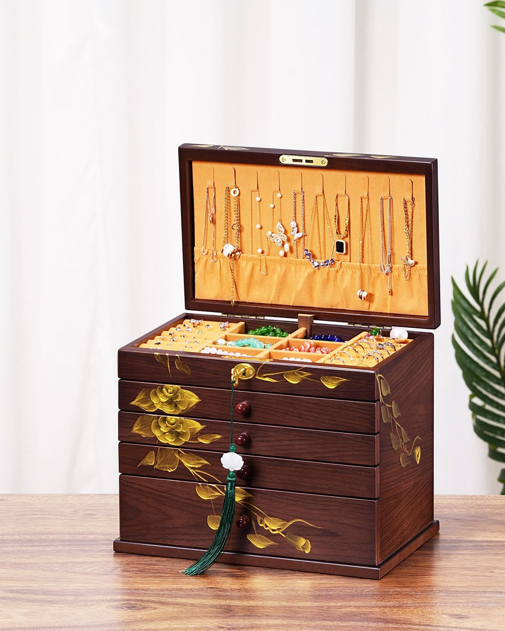 Rose Hand-Painted Wooden Jewelry Box — view 5