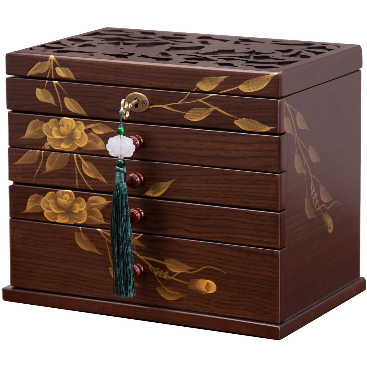 Rose Hand-Painted Wooden Jewelry Box