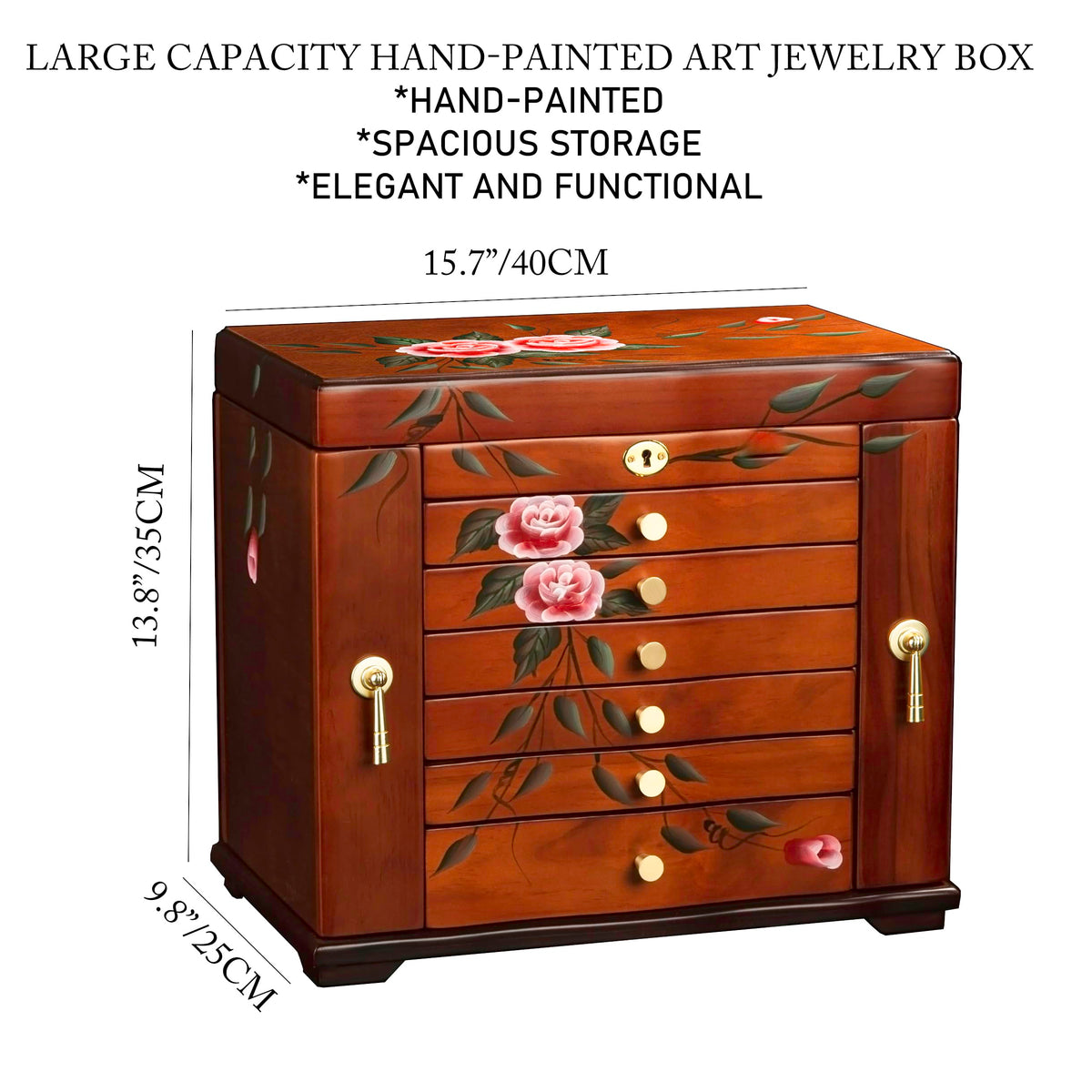 Three-Door Hand-Painted Wooden Jewelry Cabinet — view 3