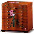 Curved Rose Hand-Painted Wooden Jewelry Cabinet