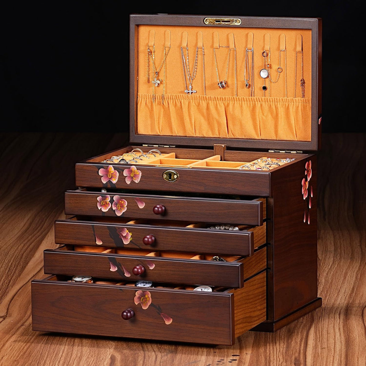 Plum Blossom Hand-Painted Wooden Jewelry Box — view 6