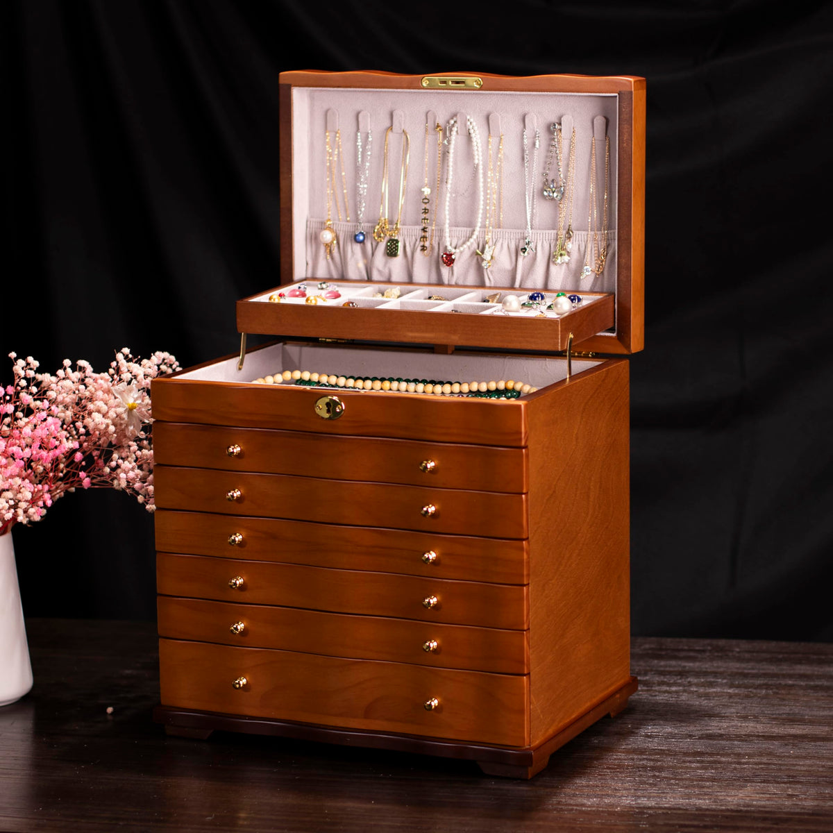 Curved Wooden Jewelry Cabinet — view 2
