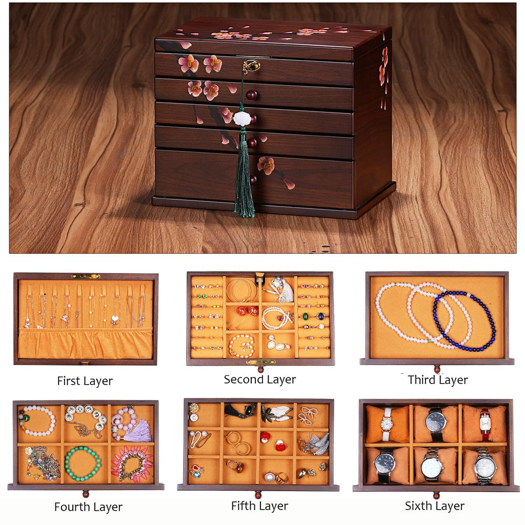 Plum Blossom Hand-Painted Wooden Jewelry Box — view 4